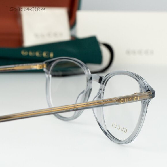 BRAND NEW Gucci GG0551O 013 Transparent Light Blue Demo Oval Unisex Eyeglasses - Picture 5 of 8
